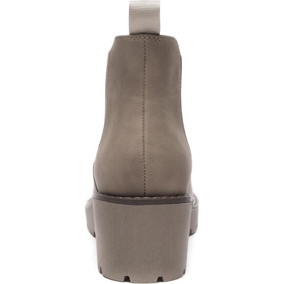 Athlefit Women Khaki Chelsea Wedge Platform Slip on Lug Sole Elastic Ankle Boot - Picture 3 of 7